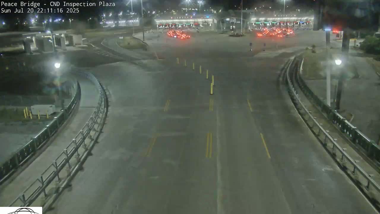Fort Erie, Peace Bridge Canadian Inspection Plaza & Border Crossing Tool Booths Live Cam - Fort Erie, Niagara, Ontario, Canada