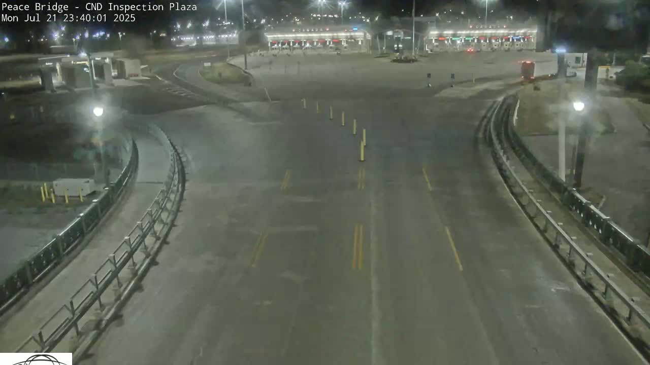 Fort Erie, Peace Bridge Canadian Inspection Plaza & Border Crossing Tool Booths Live Cam - Fort Erie, Niagara, Ontario, Canada