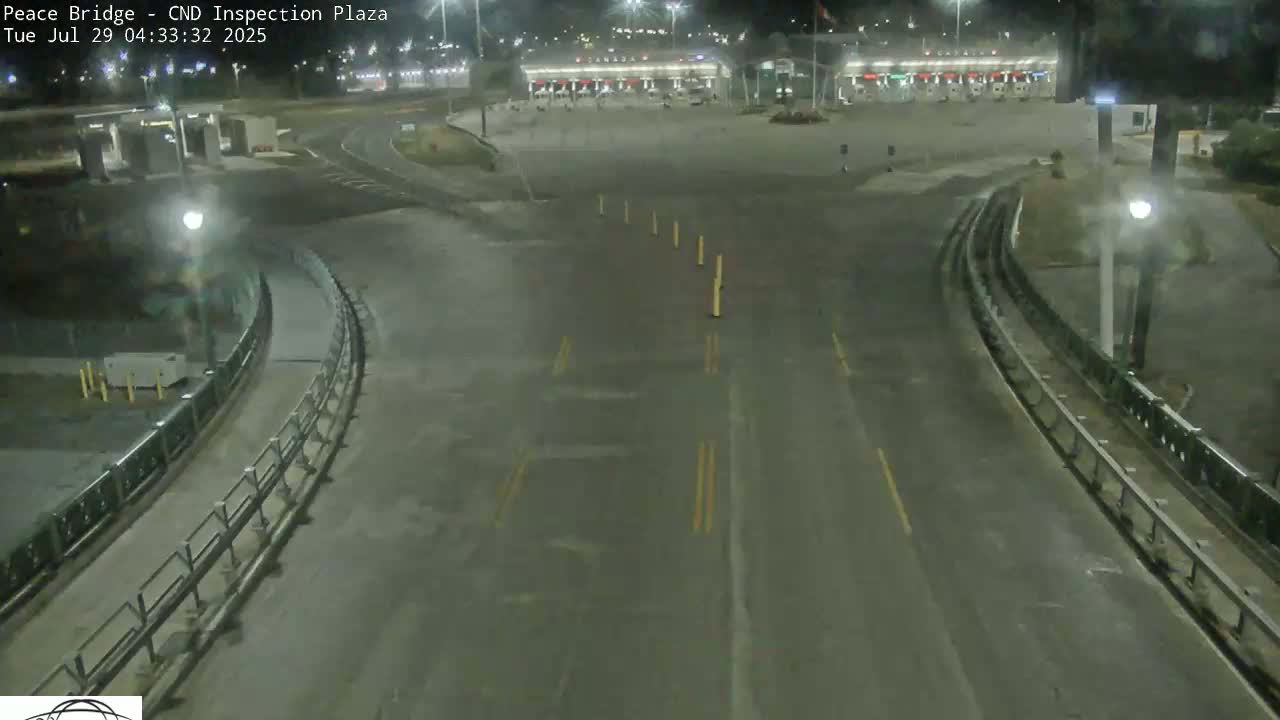 Fort Erie, Peace Bridge Canadian Inspection Plaza & Border Crossing Tool Booths Live Cam - Fort Erie, Niagara, Ontario, Canada