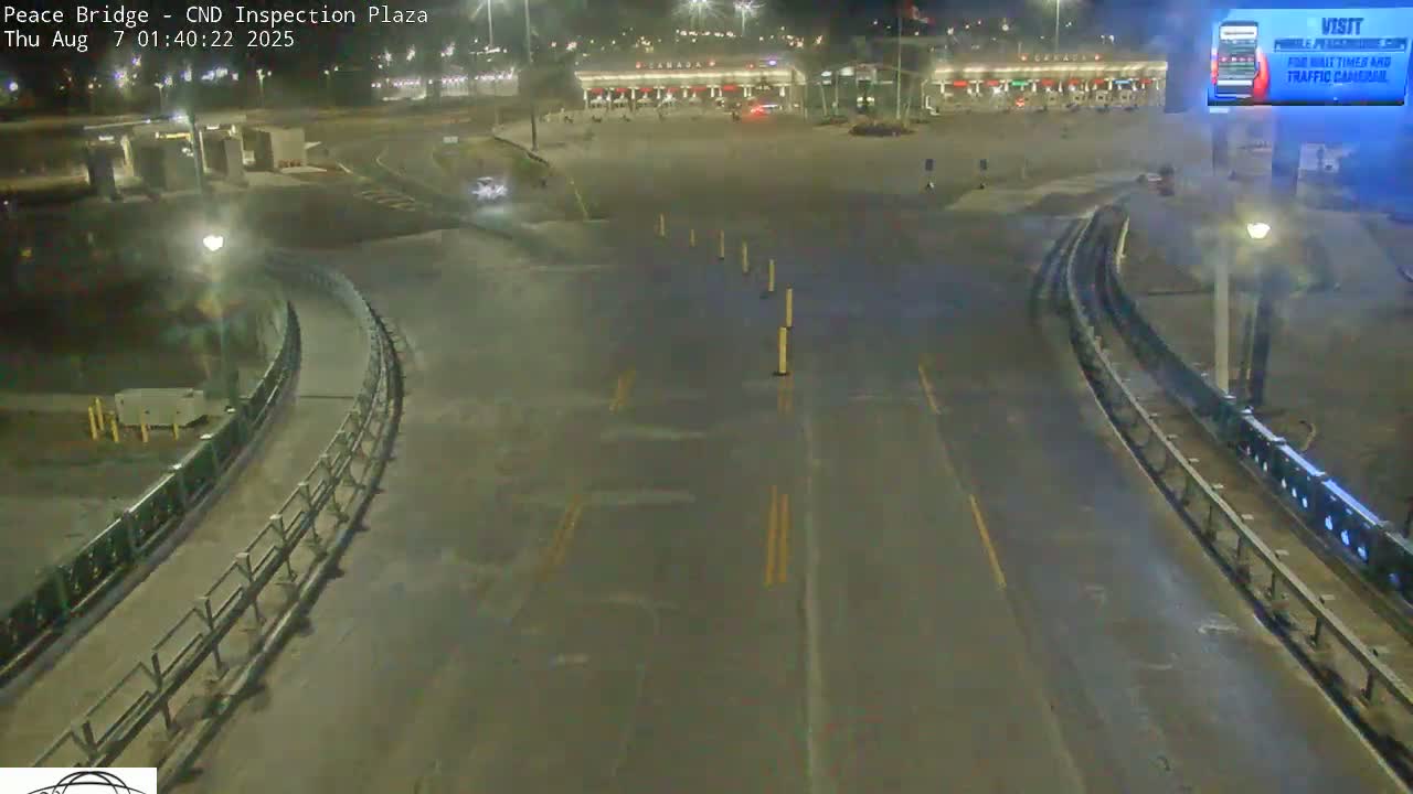 Fort Erie, Peace Bridge Canadian Inspection Plaza & Border Crossing Tool Booths Live Cam - Fort Erie, Niagara, Ontario, Canada