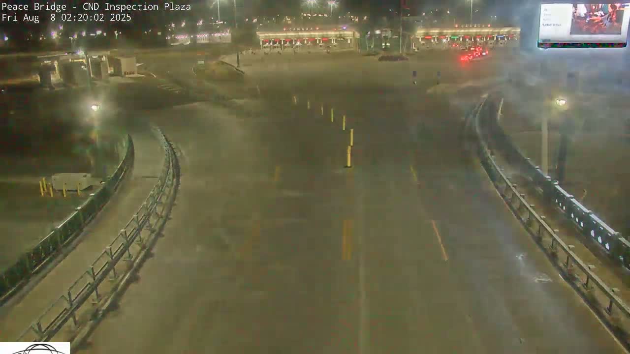 Fort Erie, Peace Bridge Canadian Inspection Plaza & Border Crossing Tool Booths Live Cam - Fort Erie, Niagara, Ontario, Canada