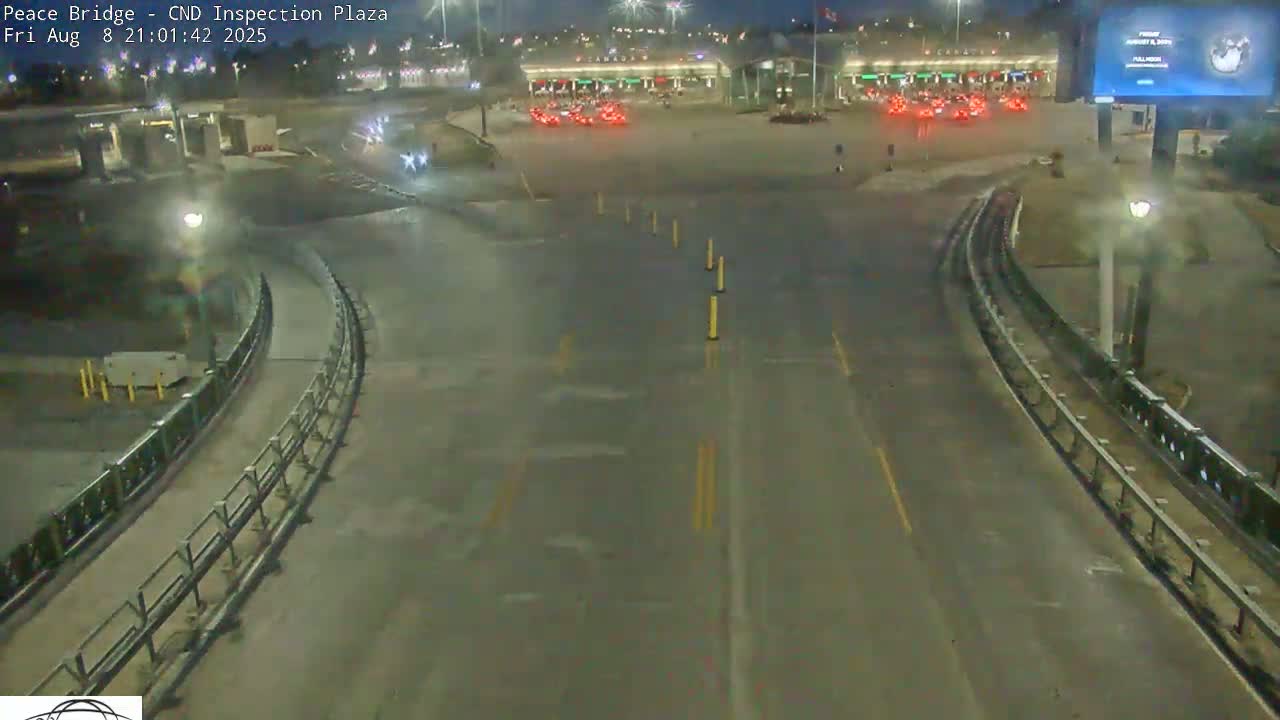 Fort Erie, Peace Bridge Canadian Inspection Plaza & Border Crossing Tool Booths Live Cam - Fort Erie, Niagara, Ontario, Canada