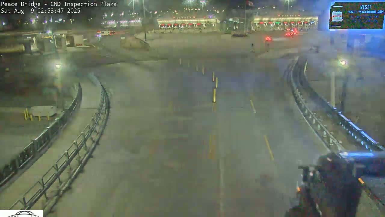 Fort Erie, Peace Bridge Canadian Inspection Plaza & Border Crossing Tool Booths Live Cam - Fort Erie, Niagara, Ontario, Canada