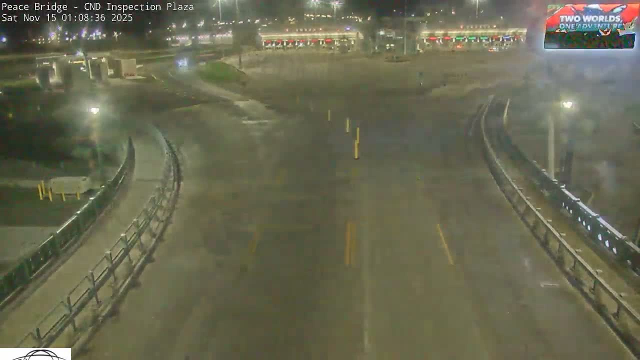 Fort Erie, Peace Bridge Canadian Inspection Plaza & Border Crossing Tool Booths Live Cam - Fort Erie, Niagara, Ontario, Canada