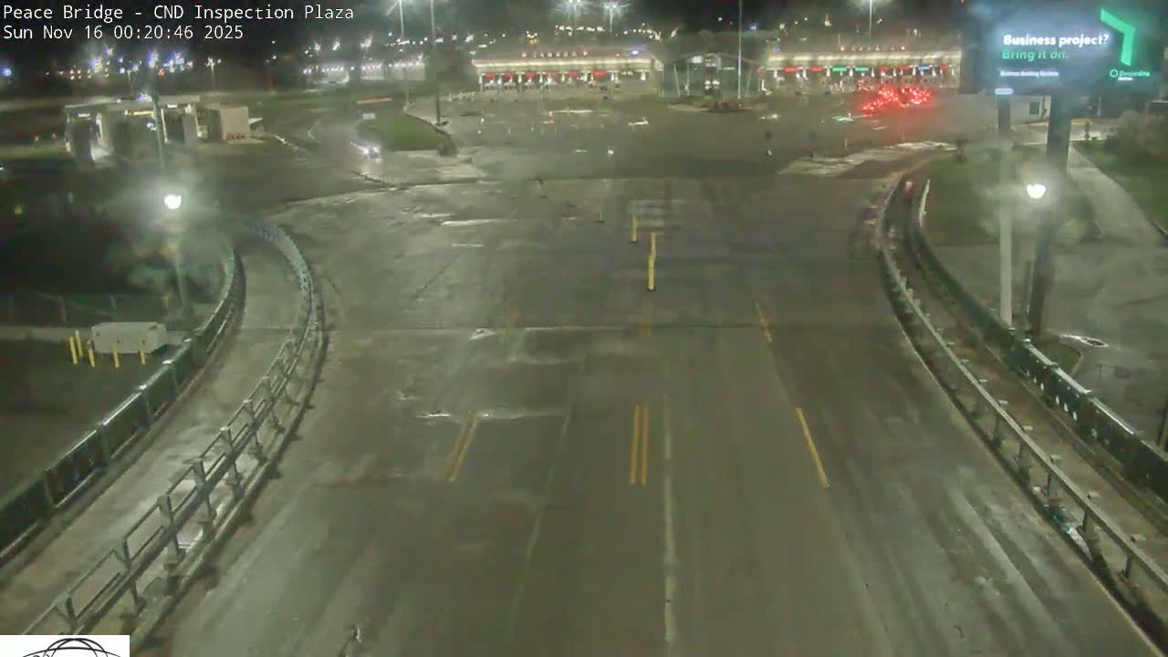 Fort Erie, Peace Bridge Canadian Inspection Plaza & Border Crossing Tool Booths Live Cam - Fort Erie, Niagara, Ontario, Canada