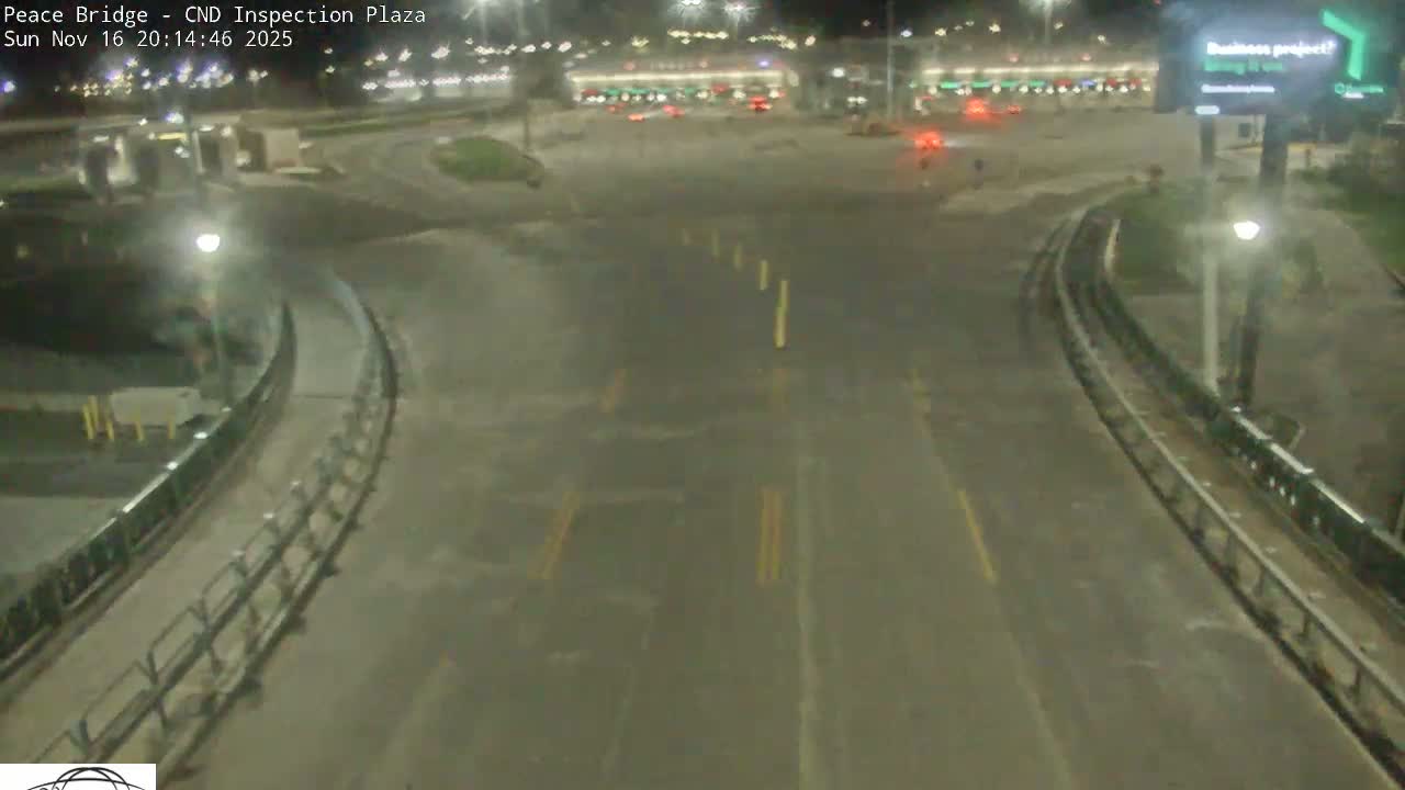 Fort Erie, Peace Bridge Canadian Inspection Plaza & Border Crossing Tool Booths Live Cam - Fort Erie, Niagara, Ontario, Canada
