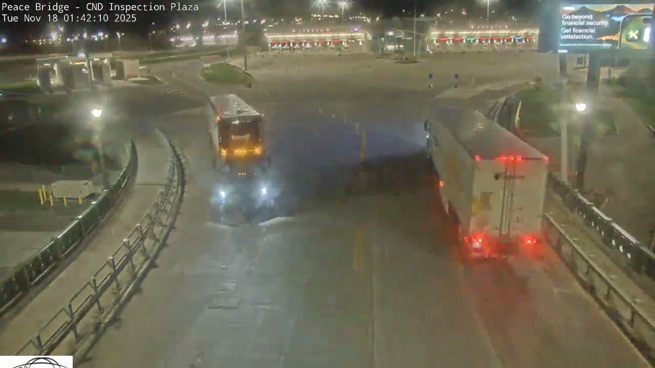 Fort Erie, Peace Bridge Canadian Inspection Plaza & Border Crossing Tool Booths Live Cam - Fort Erie, Niagara, Ontario, Canada