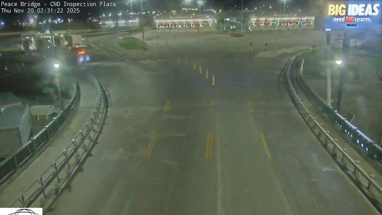 Fort Erie, Peace Bridge Canadian Inspection Plaza & Border Crossing Tool Booths Live Cam - Fort Erie, Niagara, Ontario, Canada