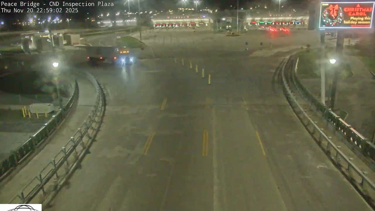 Fort Erie, Peace Bridge Canadian Inspection Plaza & Border Crossing Tool Booths Live Cam - Fort Erie, Niagara, Ontario, Canada