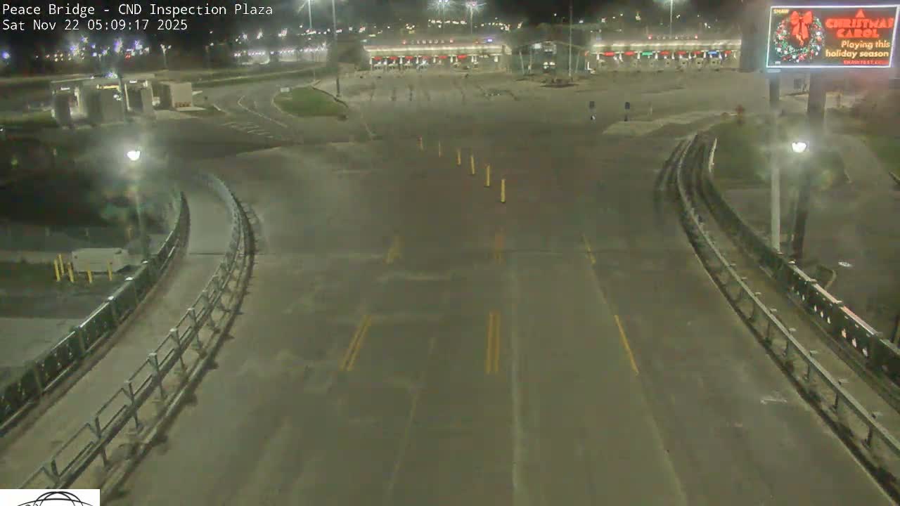 Fort Erie, Peace Bridge Canadian Inspection Plaza & Border Crossing Tool Booths Live Cam - Fort Erie, Niagara, Ontario, Canada