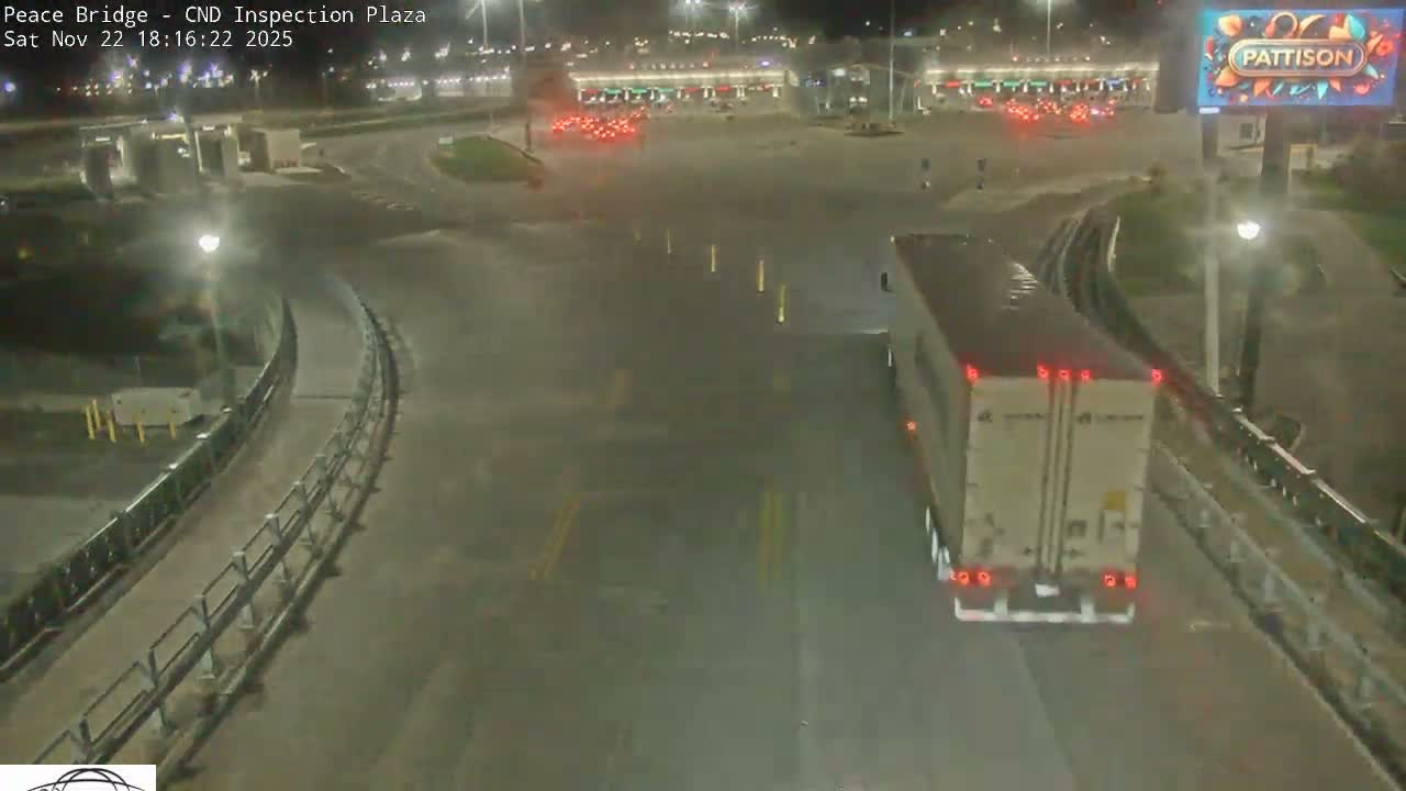 Fort Erie, Peace Bridge Canadian Inspection Plaza & Border Crossing Tool Booths Live Cam - Fort Erie, Niagara, Ontario, Canada