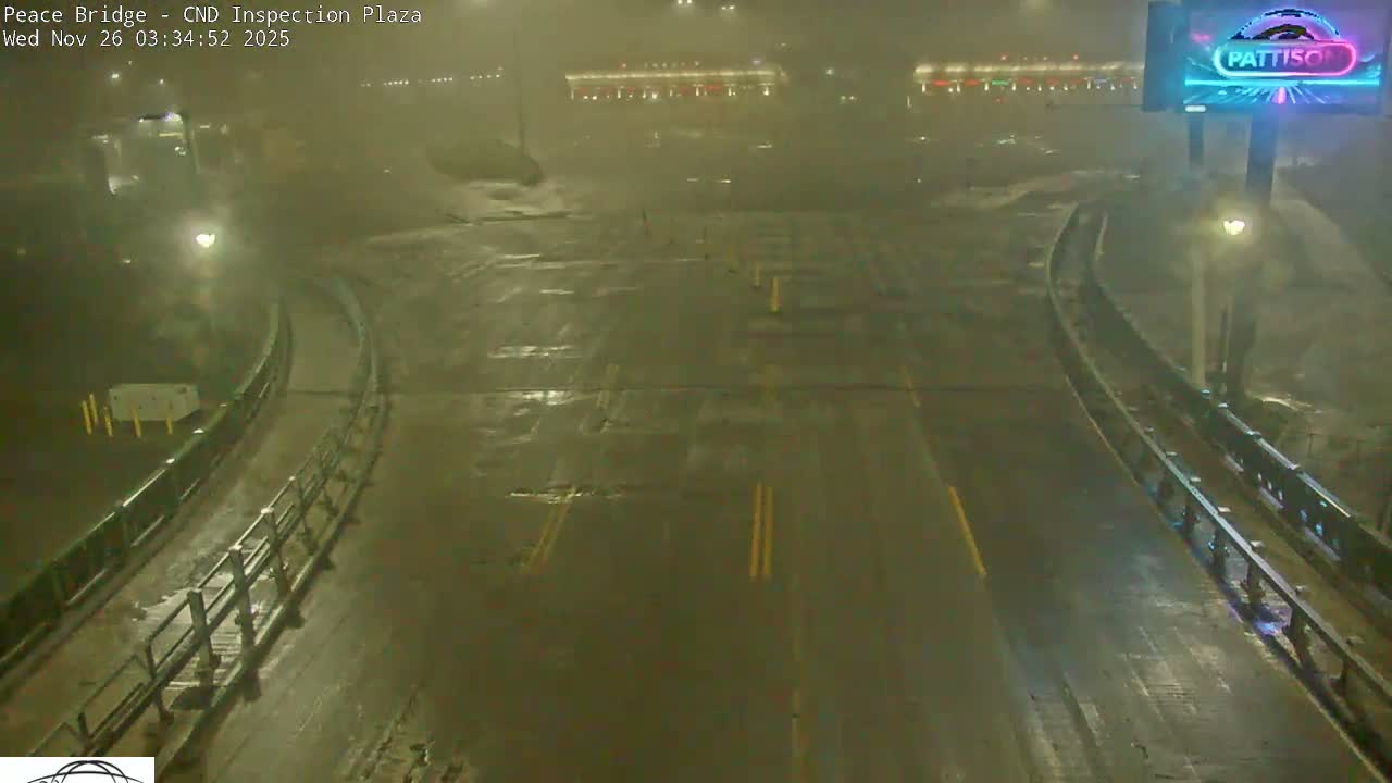 Fort Erie, Peace Bridge Canadian Inspection Plaza & Border Crossing Tool Booths Live Cam - Fort Erie, Niagara, Ontario, Canada