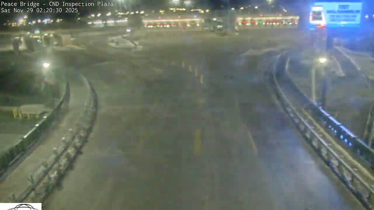 Fort Erie, Peace Bridge Canadian Inspection Plaza & Border Crossing Tool Booths Live Cam - Fort Erie, Niagara, Ontario, Canada