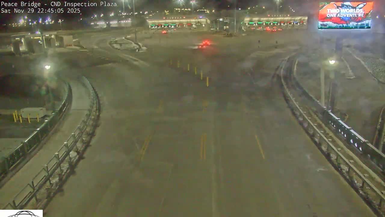 Fort Erie, Peace Bridge Canadian Inspection Plaza & Border Crossing Tool Booths Live Cam - Fort Erie, Niagara, Ontario, Canada