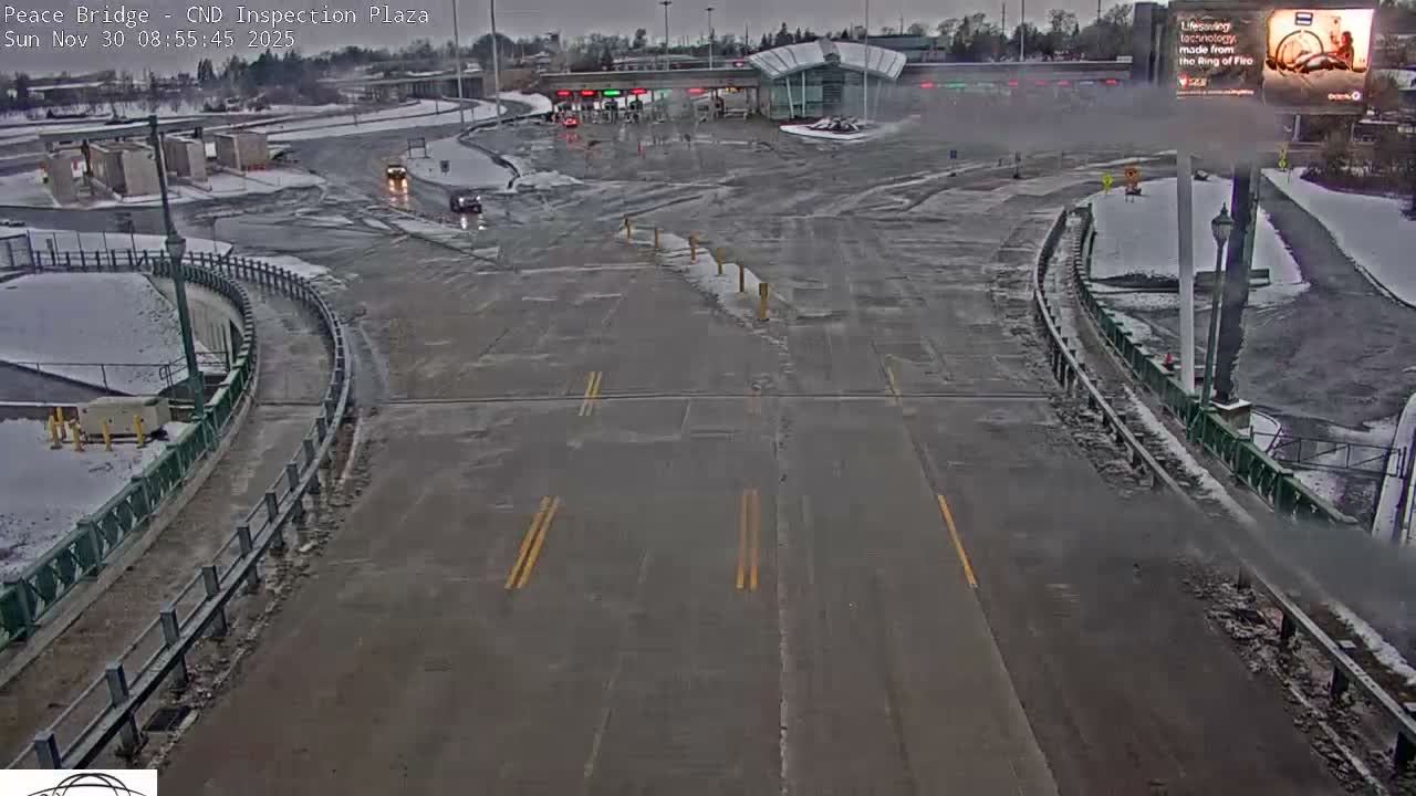 Fort Erie, Peace Bridge Canadian Inspection Plaza & Border Crossing Tool Booths Live Cam - Fort Erie, Niagara, Ontario, Canada