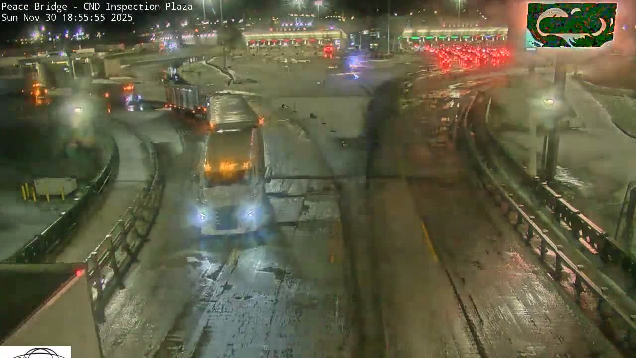 Fort Erie, Peace Bridge Canadian Inspection Plaza & Border Crossing Tool Booths Live Cam - Fort Erie, Niagara, Ontario, Canada