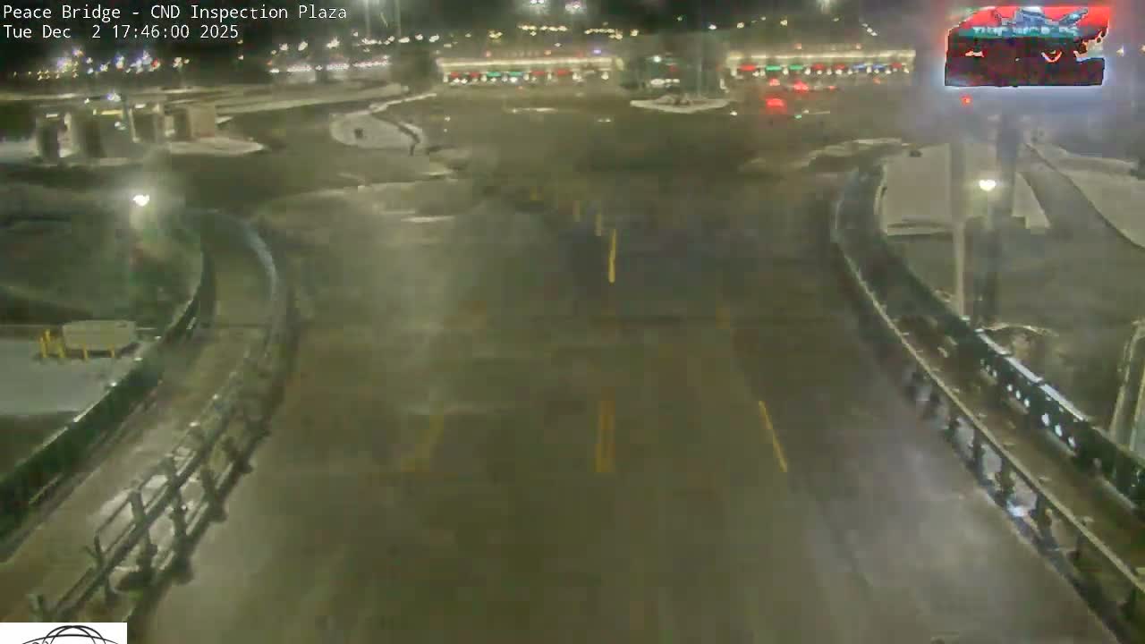 Fort Erie, Peace Bridge Canadian Inspection Plaza & Border Crossing Tool Booths Live Cam - Fort Erie, Niagara, Ontario, Canada