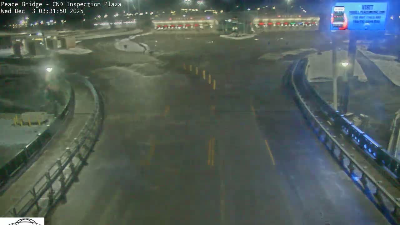 Fort Erie, Peace Bridge Canadian Inspection Plaza & Border Crossing Tool Booths Live Cam - Fort Erie, Niagara, Ontario, Canada