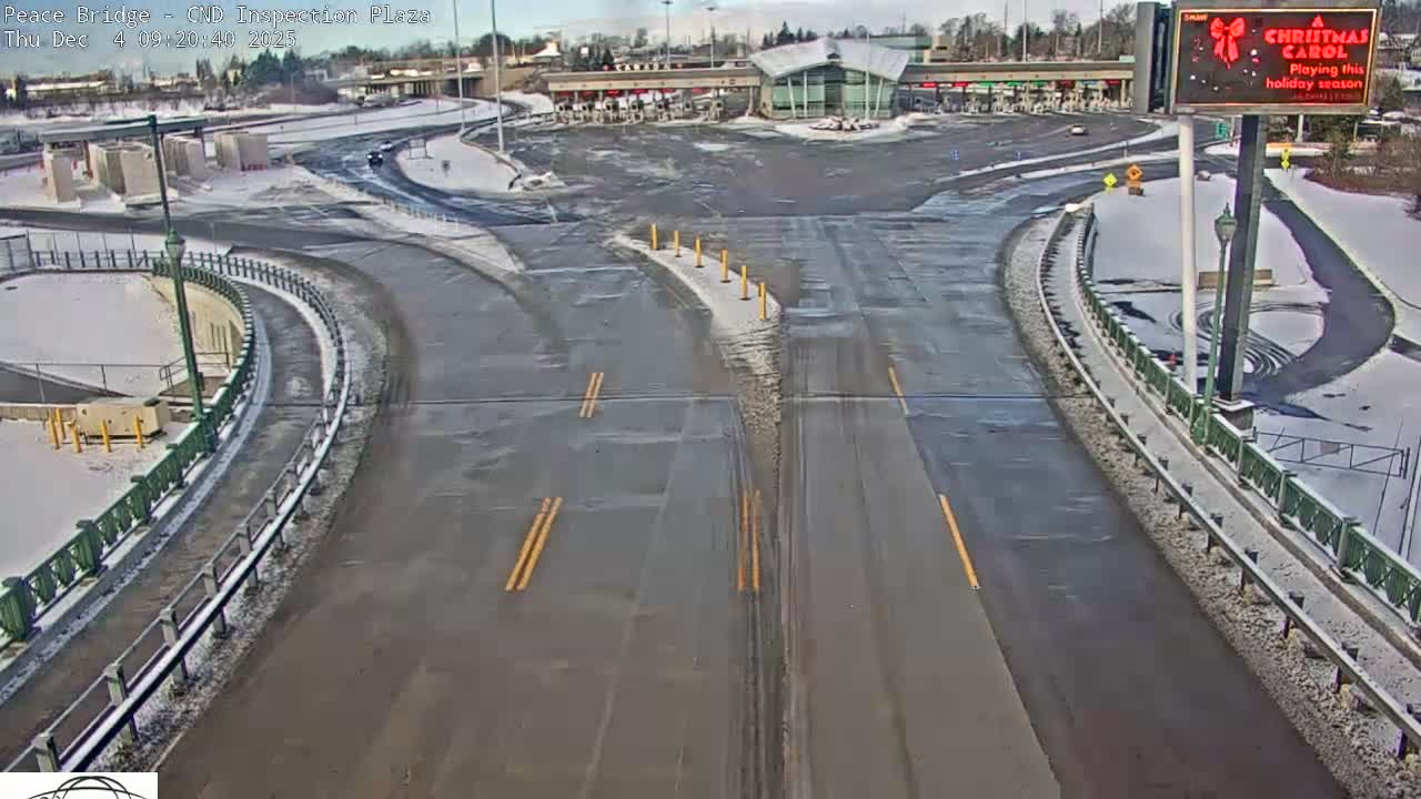 Fort Erie, Peace Bridge Canadian Inspection Plaza & Border Crossing Tool Booths Live Cam - Fort Erie, Niagara, Ontario, Canada