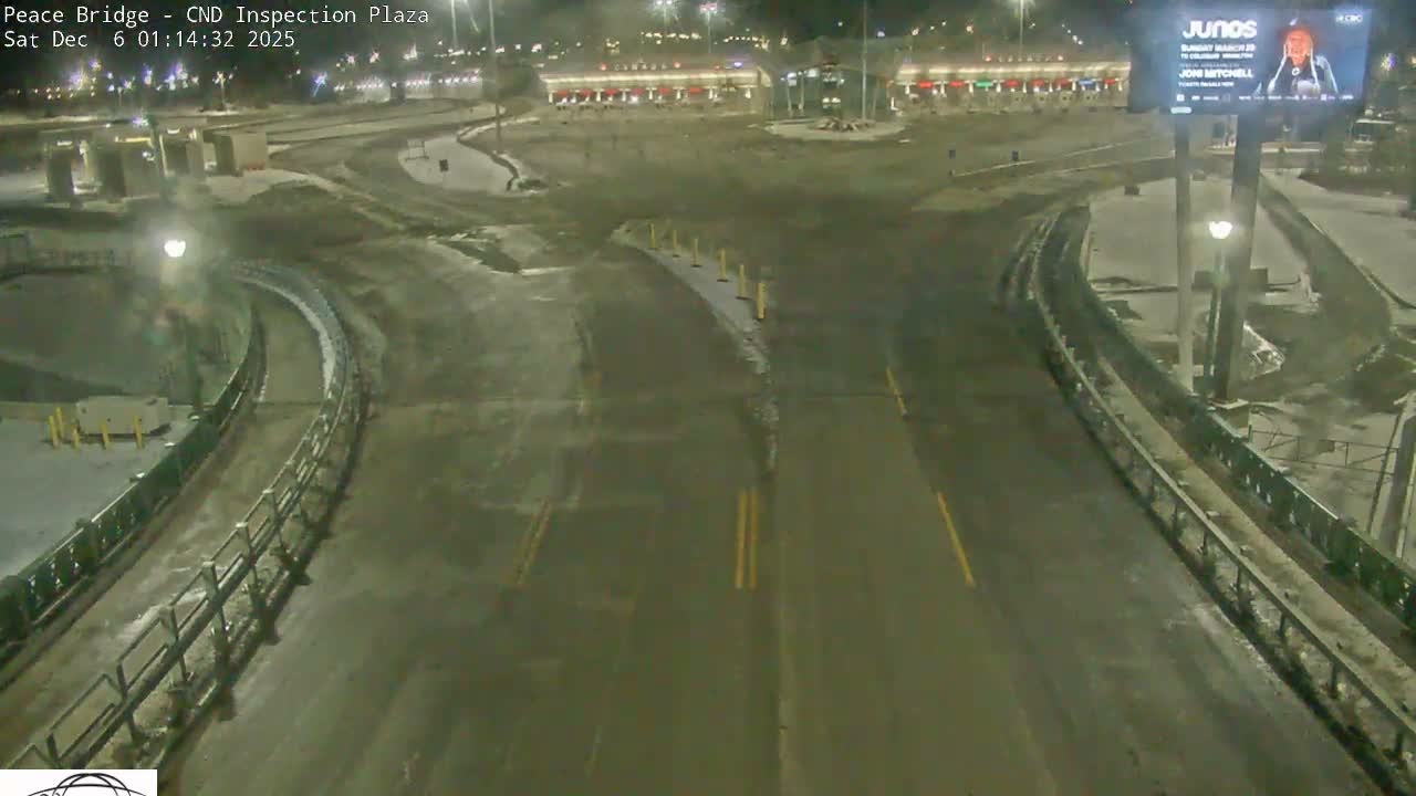 Fort Erie, Peace Bridge Canadian Inspection Plaza & Border Crossing Tool Booths Live Cam - Fort Erie, Niagara, Ontario, Canada