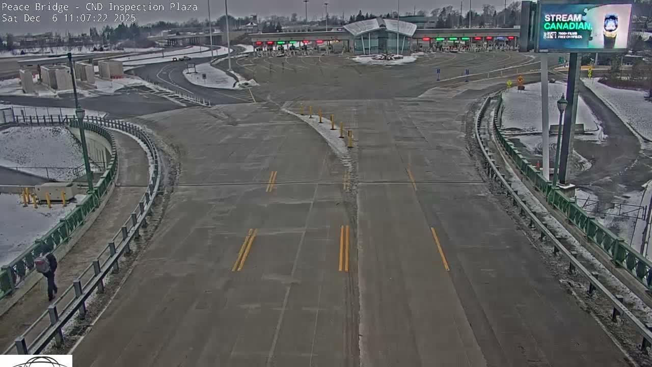 Fort Erie, Peace Bridge Canadian Inspection Plaza & Border Crossing Tool Booths Live Cam - Fort Erie, Niagara, Ontario, Canada