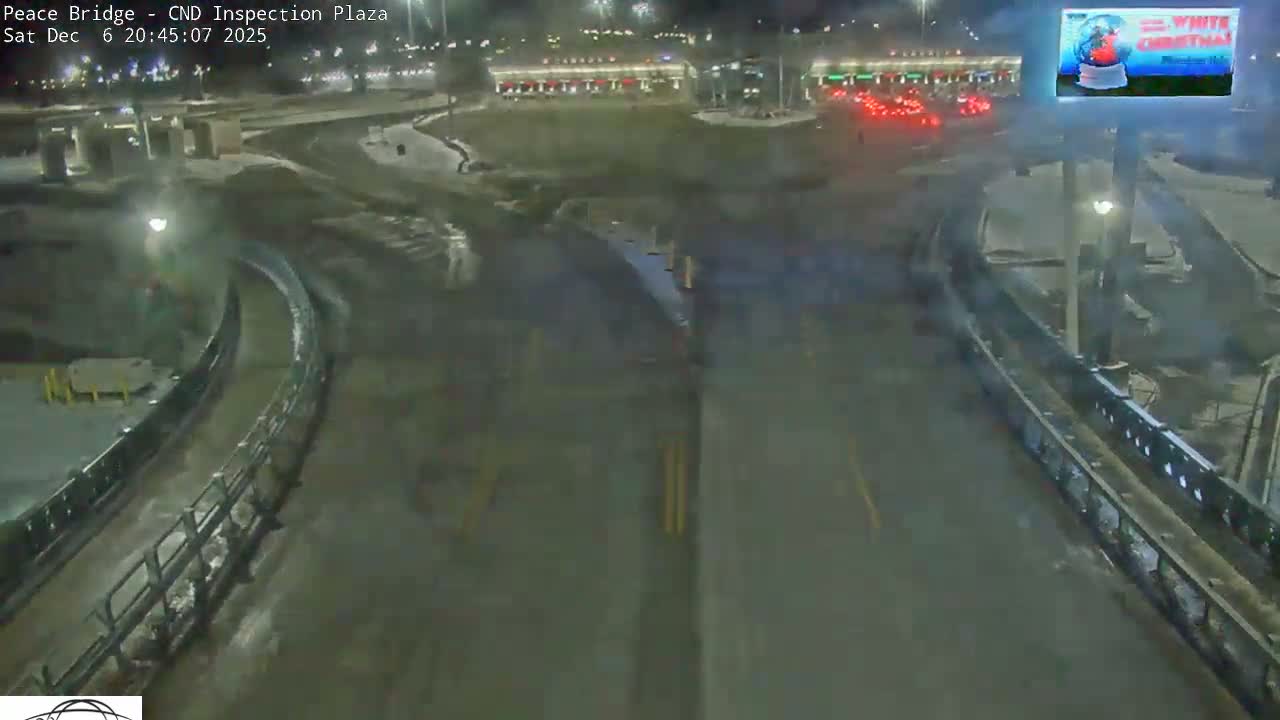 Fort Erie, Peace Bridge Canadian Inspection Plaza & Border Crossing Tool Booths Live Cam - Fort Erie, Niagara, Ontario, Canada