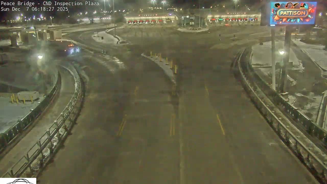 Fort Erie, Peace Bridge Canadian Inspection Plaza & Border Crossing Tool Booths Live Cam - Fort Erie, Niagara, Ontario, Canada