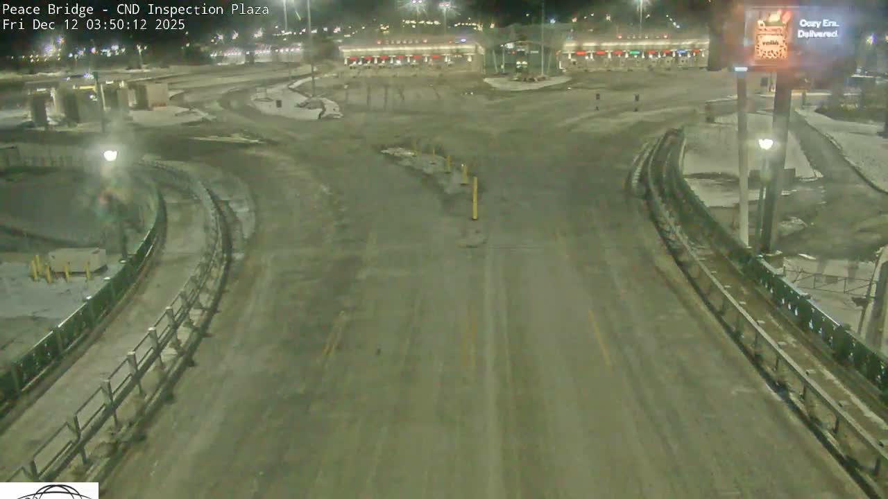 Fort Erie, Peace Bridge Canadian Inspection Plaza & Border Crossing Tool Booths Live Cam - Fort Erie, Niagara, Ontario, Canada