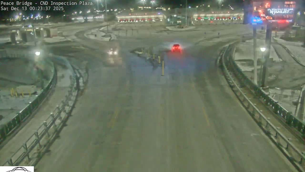 Fort Erie, Peace Bridge Canadian Inspection Plaza & Border Crossing Tool Booths Live Cam - Fort Erie, Niagara, Ontario, Canada
