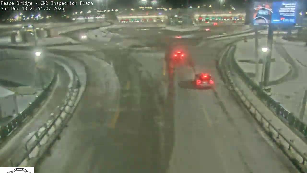 Fort Erie, Peace Bridge Canadian Inspection Plaza & Border Crossing Tool Booths Live Cam - Fort Erie, Niagara, Ontario, Canada