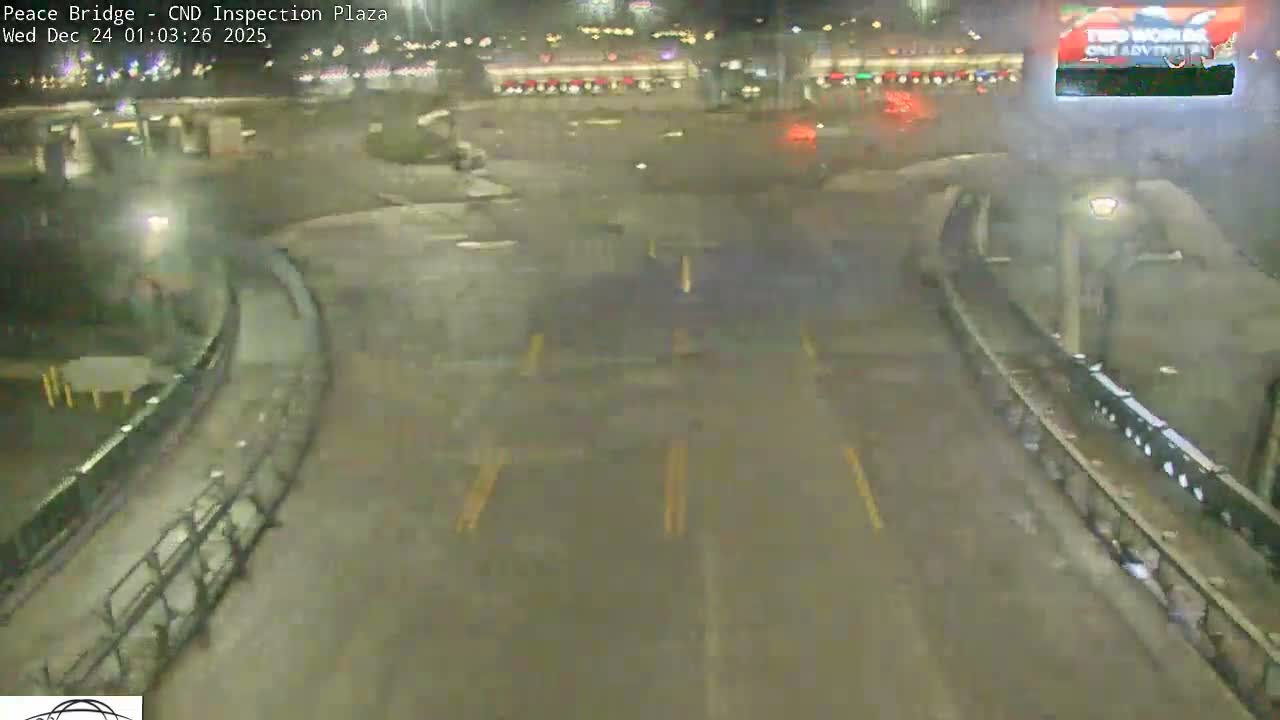 Fort Erie, Peace Bridge Canadian Inspection Plaza & Border Crossing Tool Booths Live Cam - Fort Erie, Niagara, Ontario, Canada