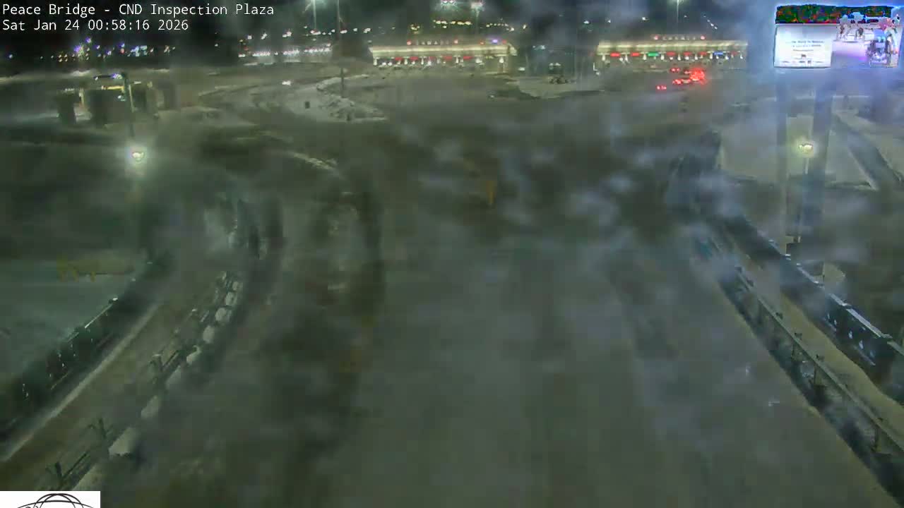 Fort Erie, Peace Bridge Canadian Inspection Plaza & Border Crossing Tool Booths Live Cam - Fort Erie, Niagara, Ontario, Canada