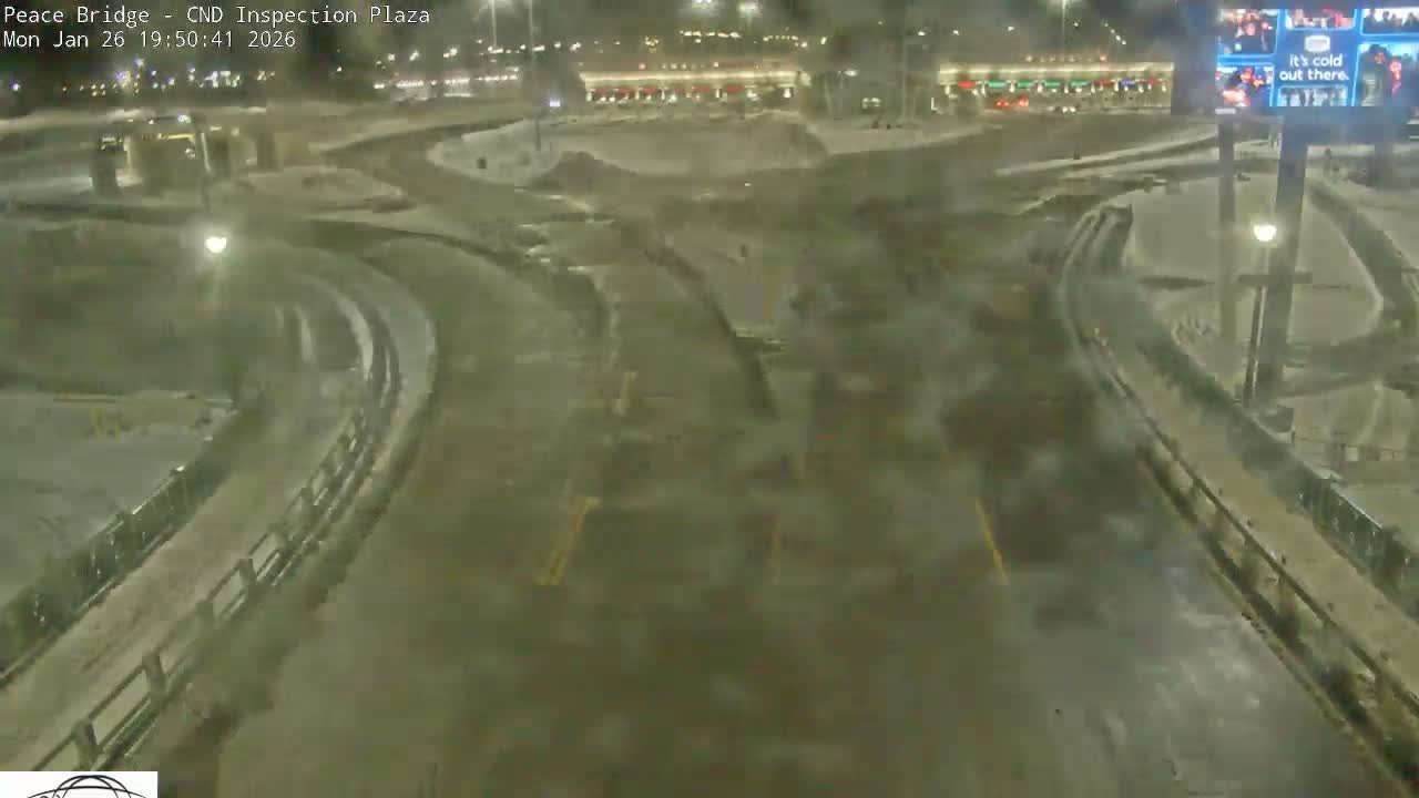 Fort Erie, Peace Bridge Canadian Inspection Plaza & Border Crossing Tool Booths Live Cam - Fort Erie, Niagara, Ontario, Canada