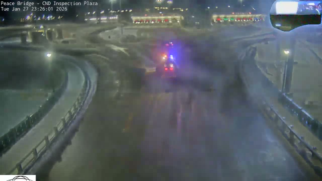 Fort Erie, Peace Bridge Canadian Inspection Plaza & Border Crossing Tool Booths Live Cam - Fort Erie, Niagara, Ontario, Canada