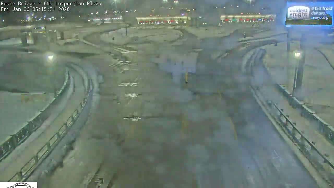 Fort Erie, Peace Bridge Canadian Inspection Plaza & Border Crossing Tool Booths Live Cam - Fort Erie, Niagara, Ontario, Canada