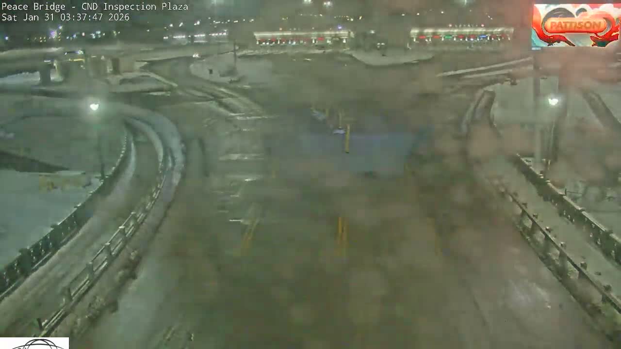Fort Erie, Peace Bridge Canadian Inspection Plaza & Border Crossing Tool Booths Live Cam - Fort Erie, Niagara, Ontario, Canada
