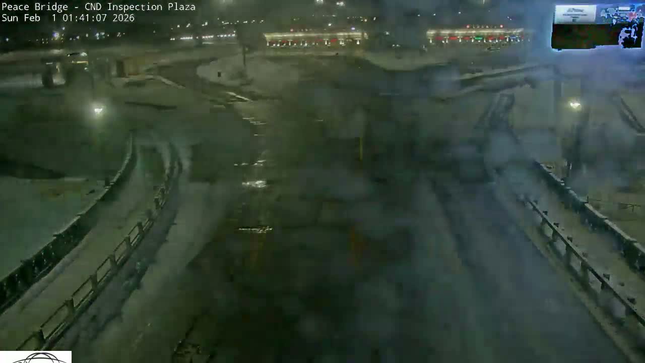 Fort Erie, Peace Bridge Canadian Inspection Plaza & Border Crossing Tool Booths Live Cam - Fort Erie, Niagara, Ontario, Canada