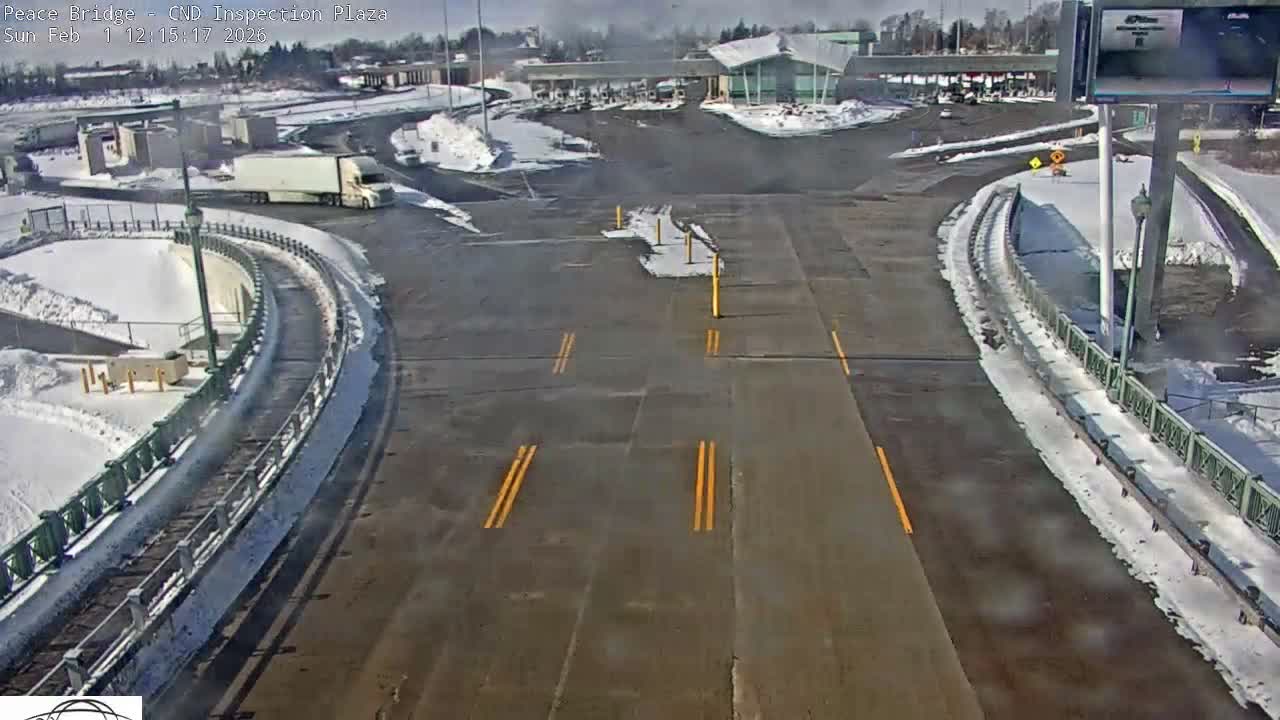 Fort Erie, Peace Bridge Canadian Inspection Plaza & Border Crossing Tool Booths Live Cam - Fort Erie, Niagara, Ontario, Canada