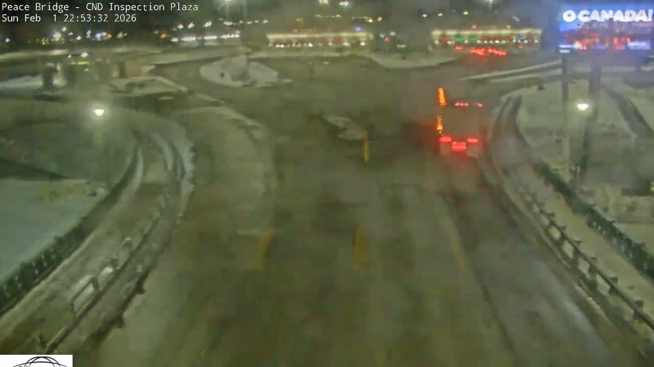 Fort Erie, Peace Bridge Canadian Inspection Plaza & Border Crossing Tool Booths Live Cam - Fort Erie, Niagara, Ontario, Canada