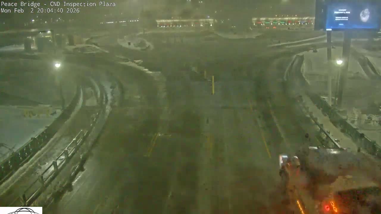 Fort Erie, Peace Bridge Canadian Inspection Plaza & Border Crossing Tool Booths Live Cam - Fort Erie, Niagara, Ontario, Canada