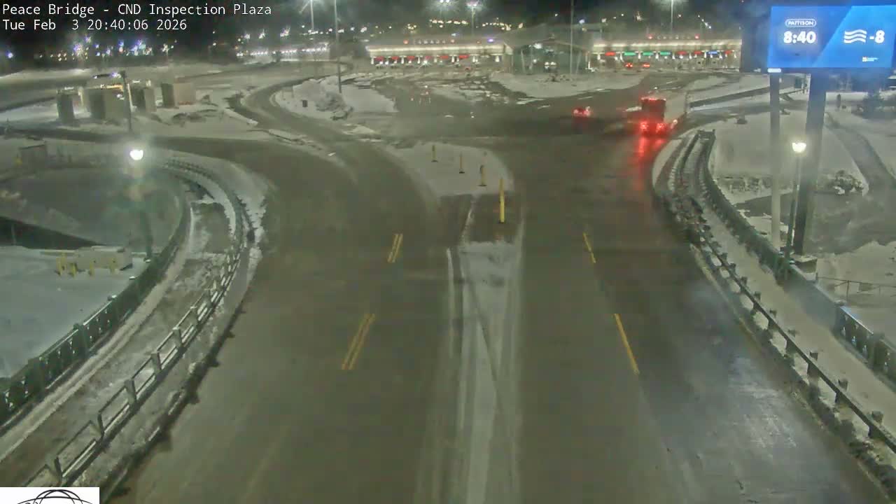 Fort Erie, Peace Bridge Canadian Inspection Plaza & Border Crossing Tool Booths Live Cam - Fort Erie, Niagara, Ontario, Canada