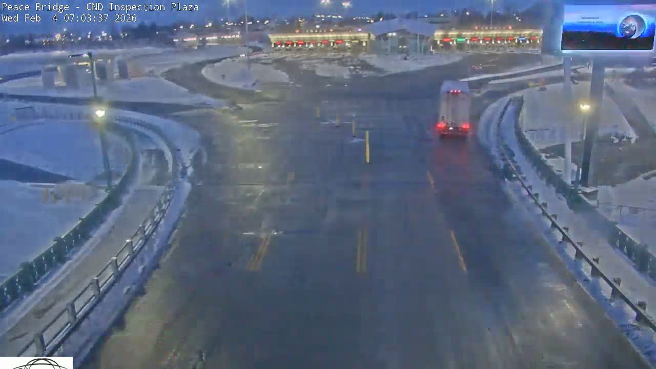 Fort Erie, Peace Bridge Canadian Inspection Plaza & Border Crossing Tool Booths Live Cam - Fort Erie, Niagara, Ontario, Canada