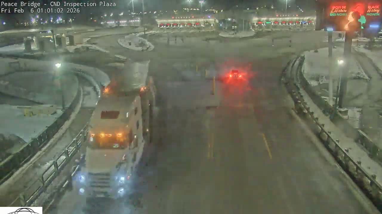 Fort Erie, Peace Bridge Canadian Inspection Plaza & Border Crossing Tool Booths Live Cam - Fort Erie, Niagara, Ontario, Canada