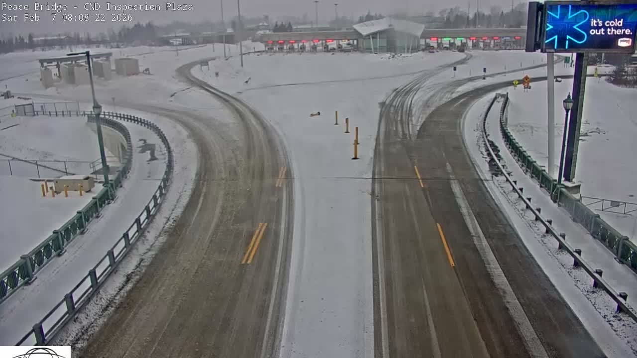Fort Erie, Peace Bridge Canadian Inspection Plaza & Border Crossing Tool Booths Live Cam - Fort Erie, Niagara, Ontario, Canada