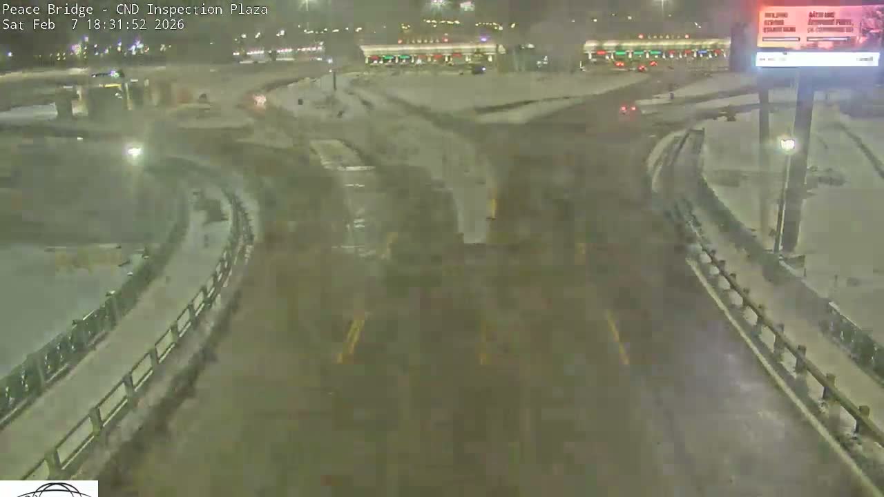 Fort Erie, Peace Bridge Canadian Inspection Plaza & Border Crossing Tool Booths Live Cam - Fort Erie, Niagara, Ontario, Canada