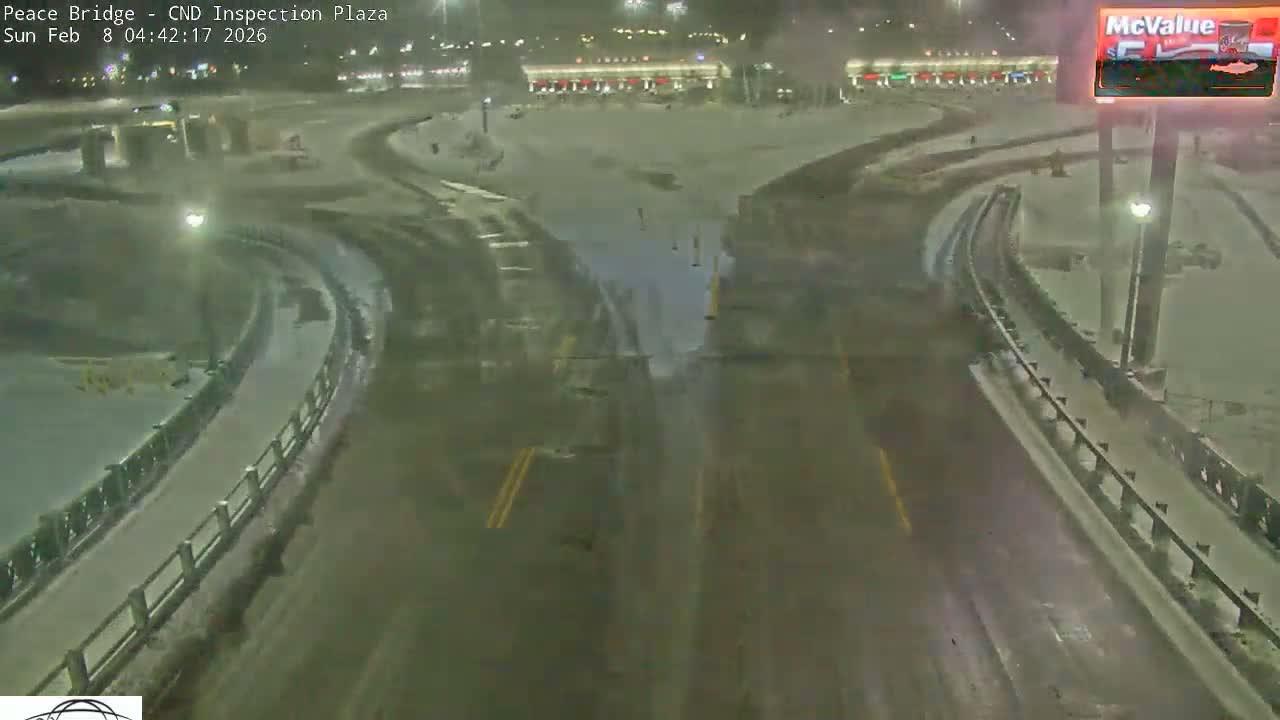 Fort Erie, Peace Bridge Canadian Inspection Plaza & Border Crossing Tool Booths Live Cam - Fort Erie, Niagara, Ontario, Canada