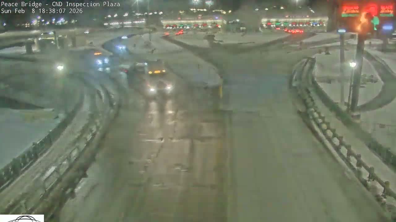 Fort Erie, Peace Bridge Canadian Inspection Plaza & Border Crossing Tool Booths Live Cam - Fort Erie, Niagara, Ontario, Canada