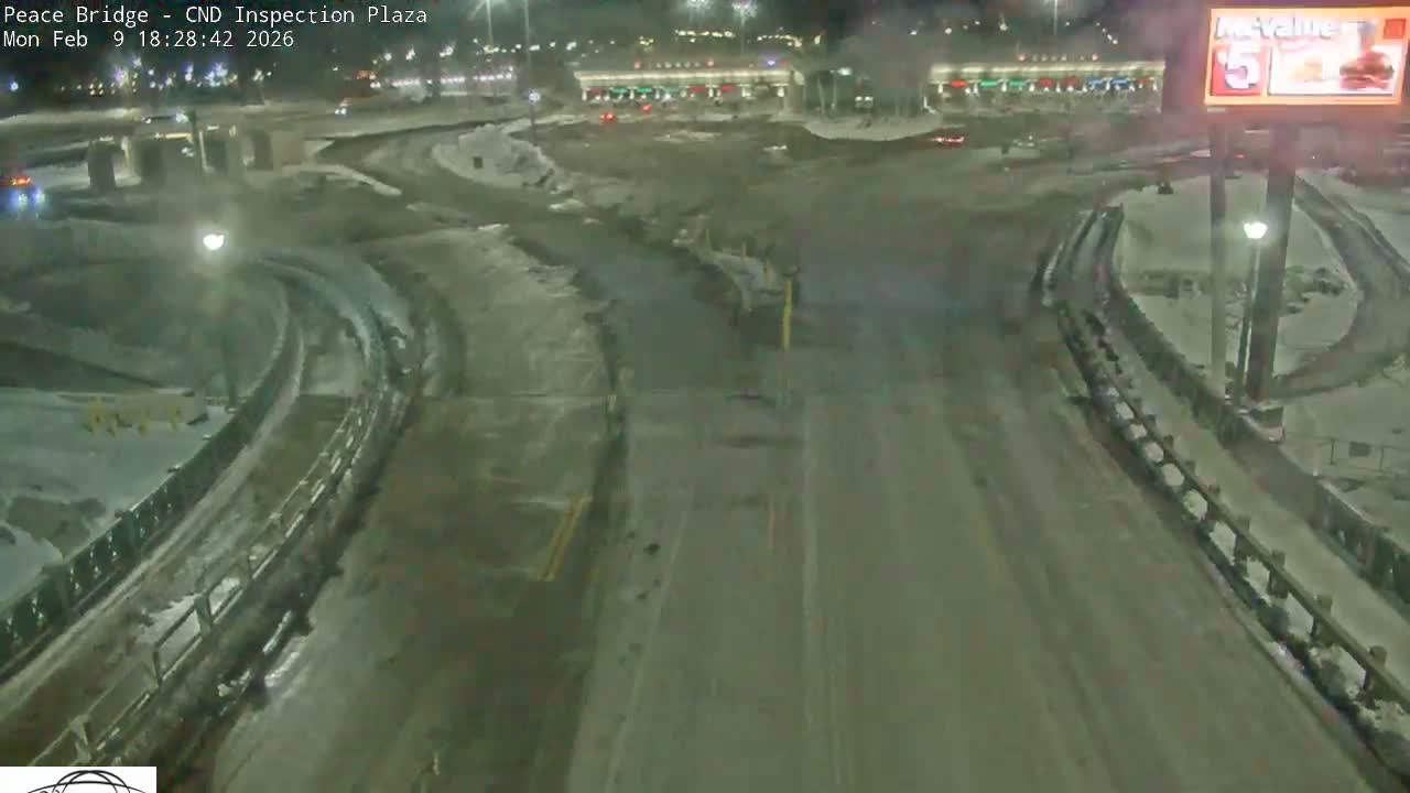 Fort Erie, Peace Bridge Canadian Inspection Plaza & Border Crossing Tool Booths Live Cam - Fort Erie, Niagara, Ontario, Canada