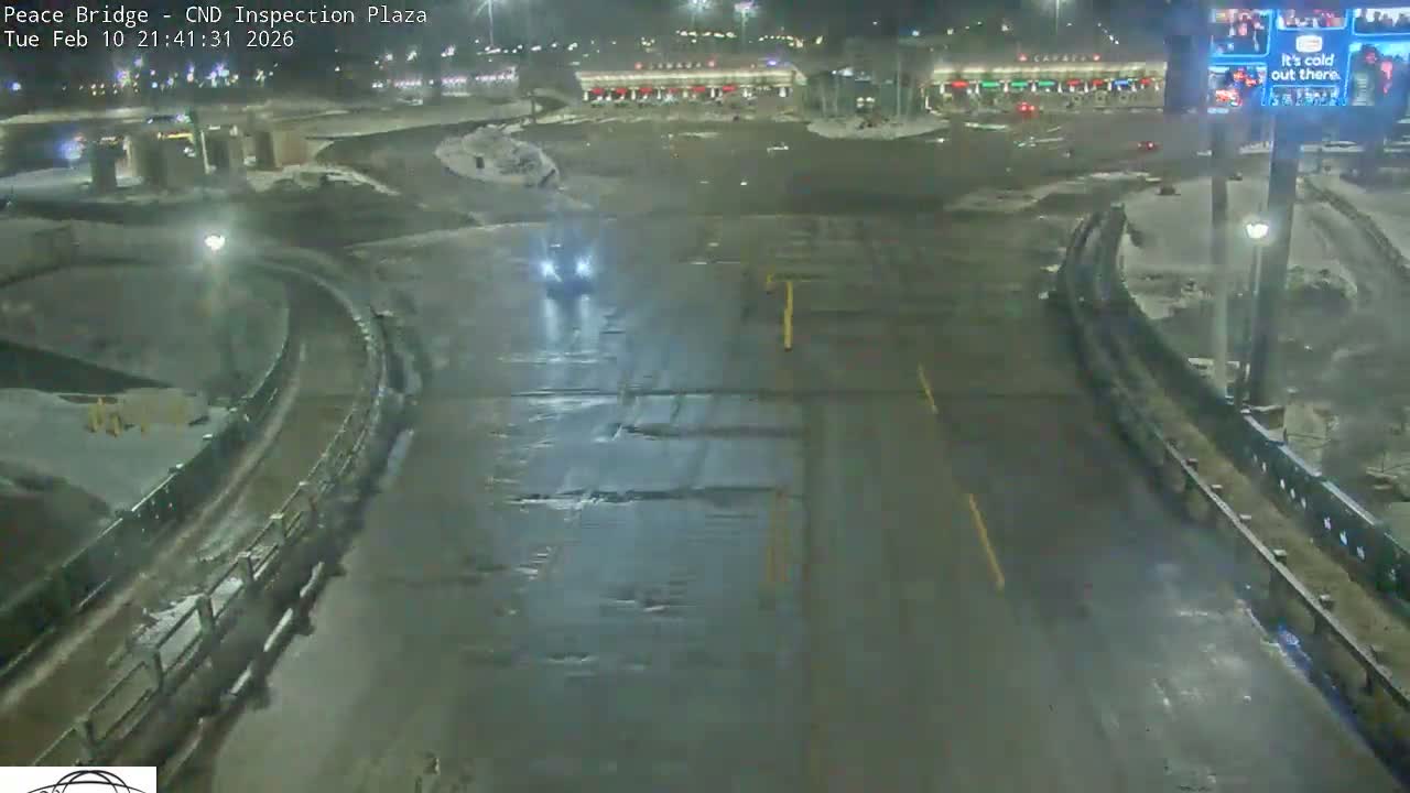 Fort Erie, Peace Bridge Canadian Inspection Plaza & Border Crossing Tool Booths Live Cam - Fort Erie, Niagara, Ontario, Canada