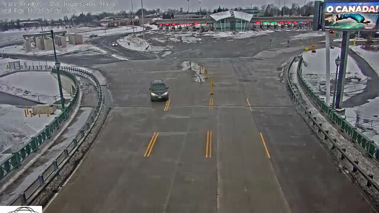 Fort Erie, Peace Bridge Canadian Inspection Plaza & Border Crossing Tool Booths Live Cam - Fort Erie, Niagara, Ontario, Canada